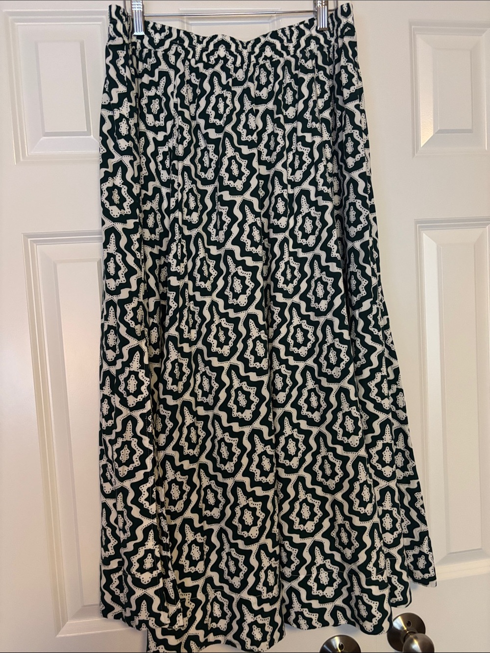 LOFT Green and White Geometric Midi Dress. 2 piece set with top and skirt - Picture 3 of 6